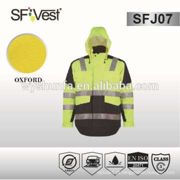 2015 hi vis workwear inverno moda misturado cor reflexiva segurança froof jaqueta de água en iso 20471: 2013